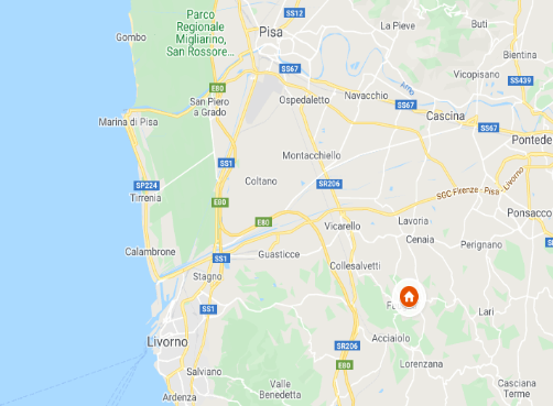 kaart map luxe agriturismo bij pisa