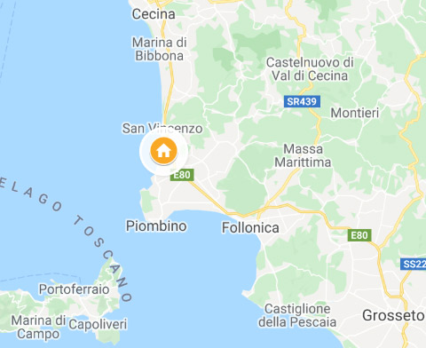 Foto: kaart map Toscaanse kust sport vakantiepark bij strand