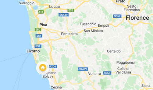 kaart: hond vriendelijk agriturismo bij pisa