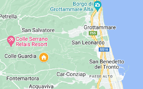 kaart map Wijn agriturismo vlakbij strand van Grottammare