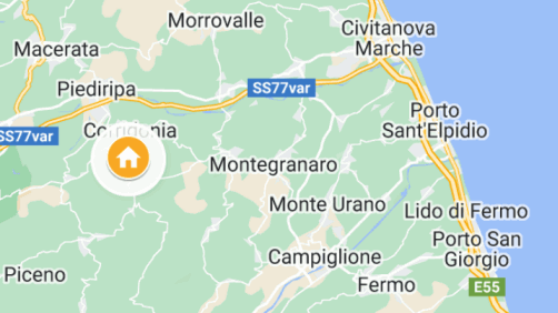 kaart map vakantie landhuis in marche heuvels bij macerata