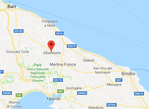 kaart map van Puglia onder Bari